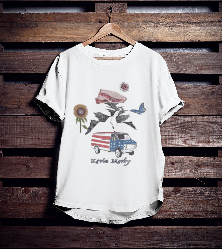 Kevin Morby Hand Drawn Van Flowers Butterfly Sunflower T-Shirt