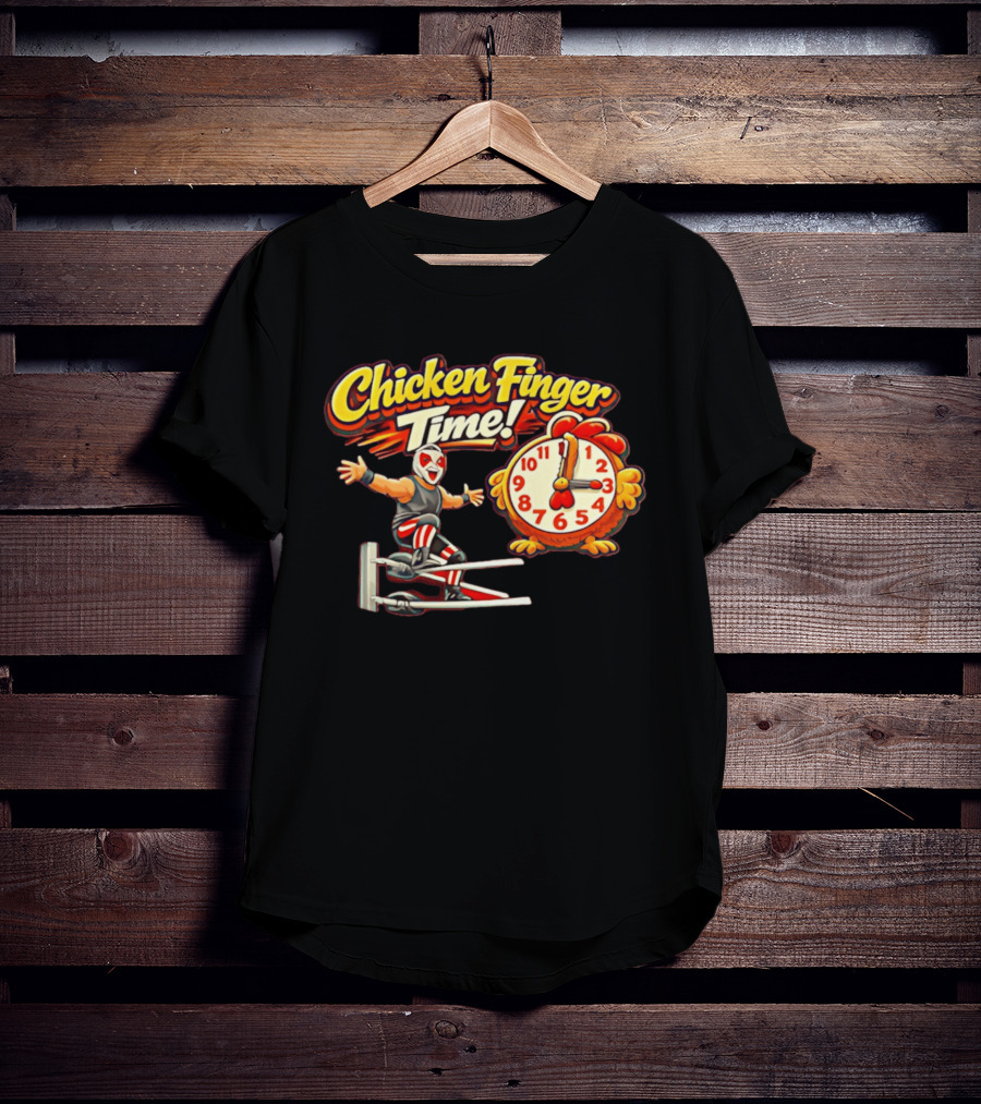 Chicken Finger Time Luchador Cartoon With Chicken T-Shirt