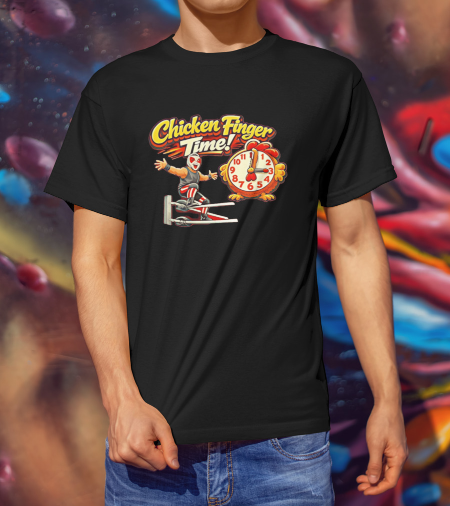Chicken Finger Time Luchador Cartoon With Chicken T-Shirt