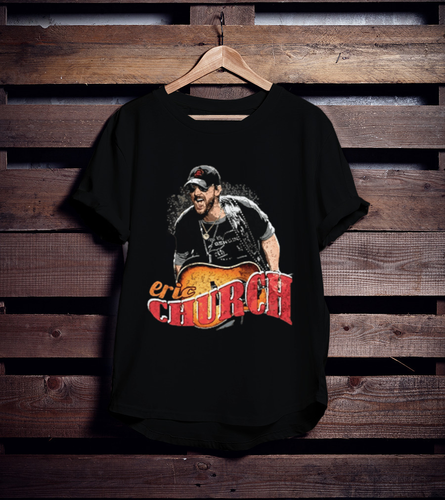 Eric Church Country Rock Music Icon With Guitar And Hat T-Shirt