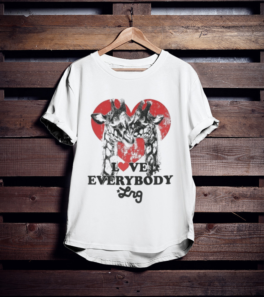 L R G Love Everybody Red Heart Giraffes T-Shirt