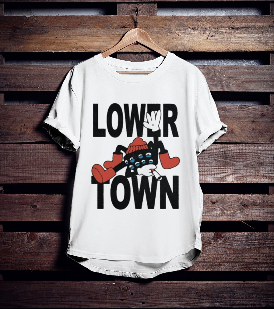 Lowertown Smokey Spider Cartoon Character With Boots And Beanie T-Shirt