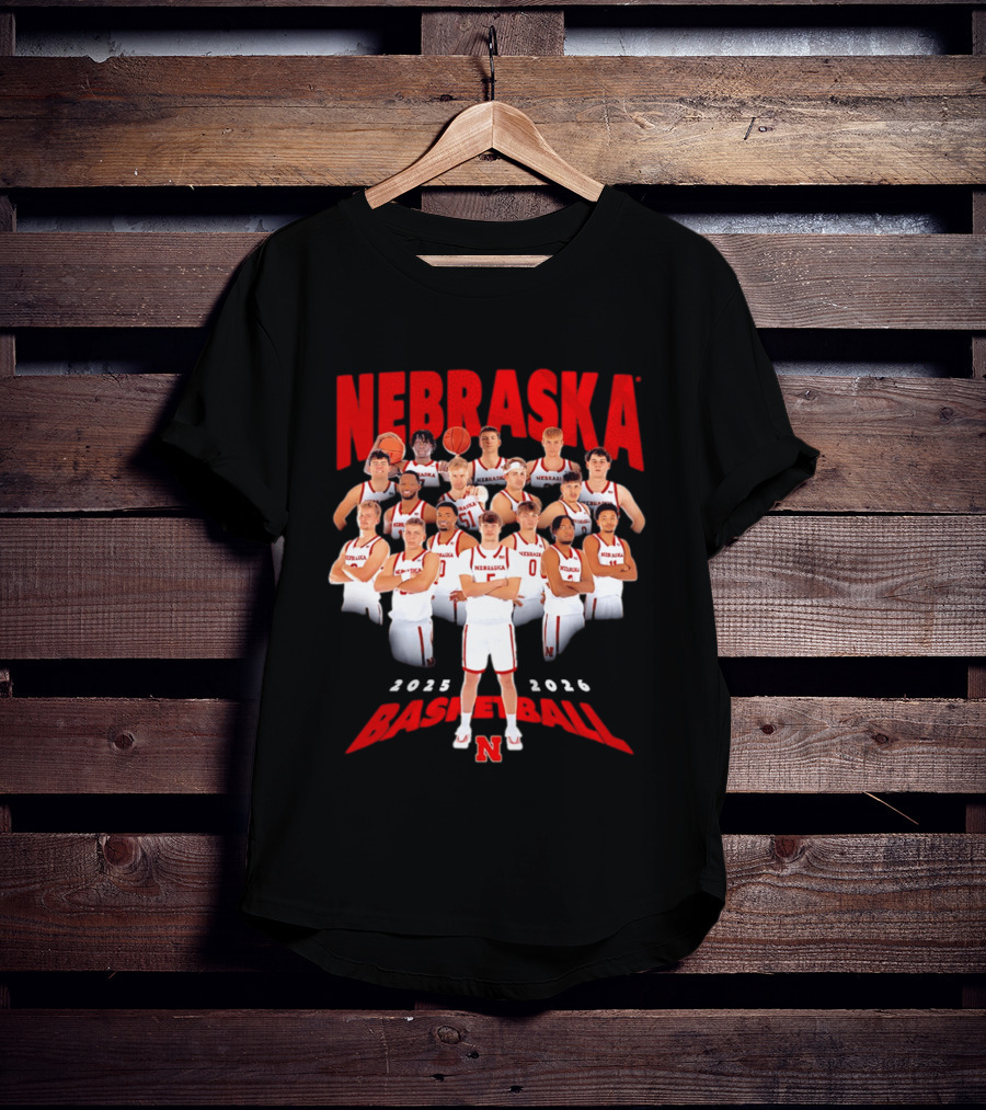 Nebraska 2025 2026 Basketball Team Collage T-Shirt