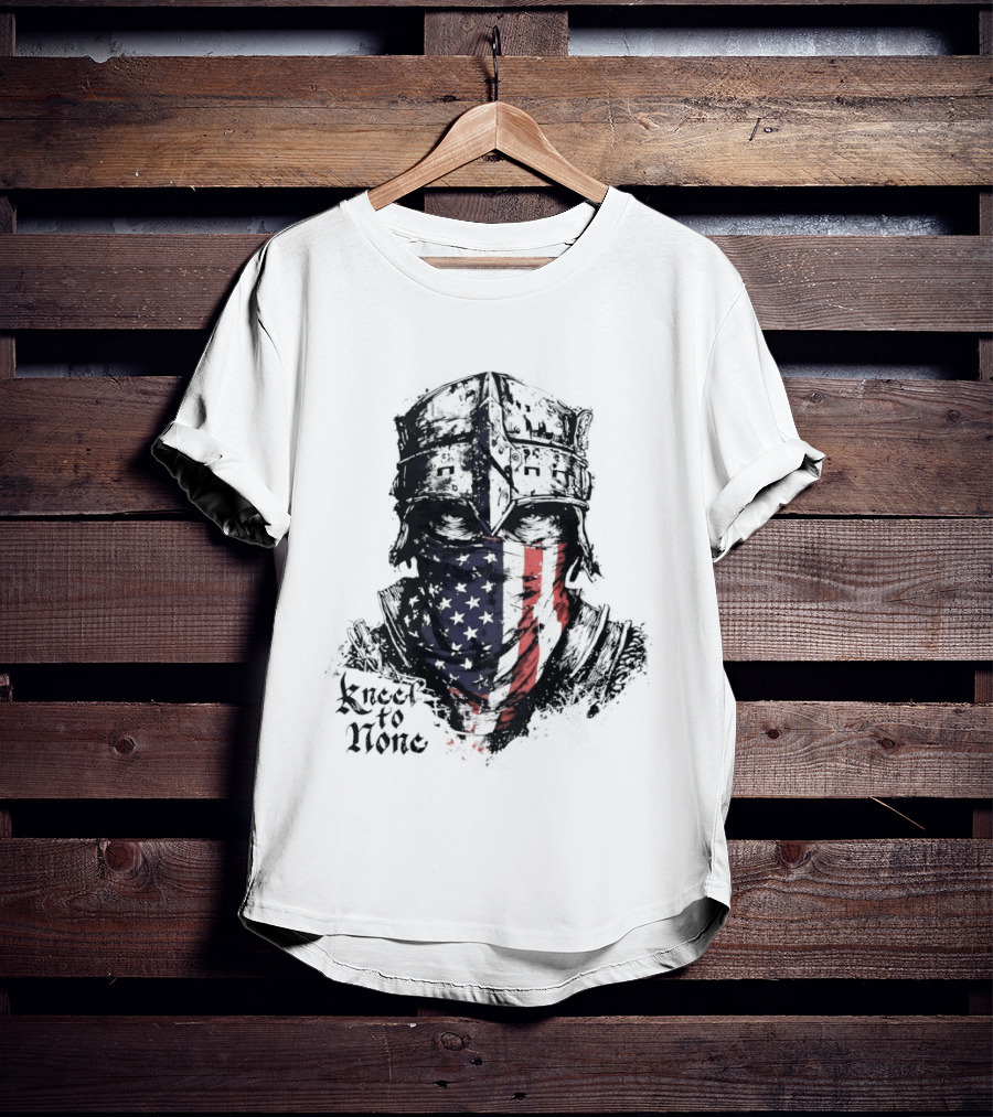 Kneel To None Knight Helmet American Flag T-Shirt