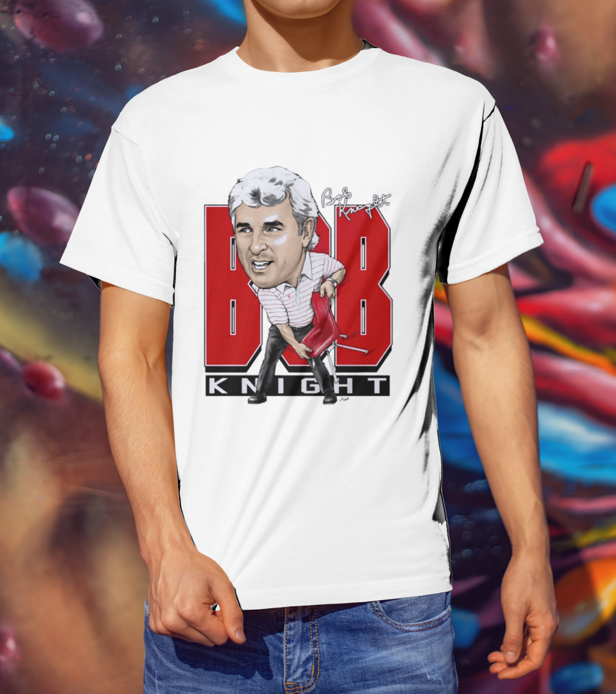 Bob Knight Chair Throw Caricature Signature Red Chair T-Shirt