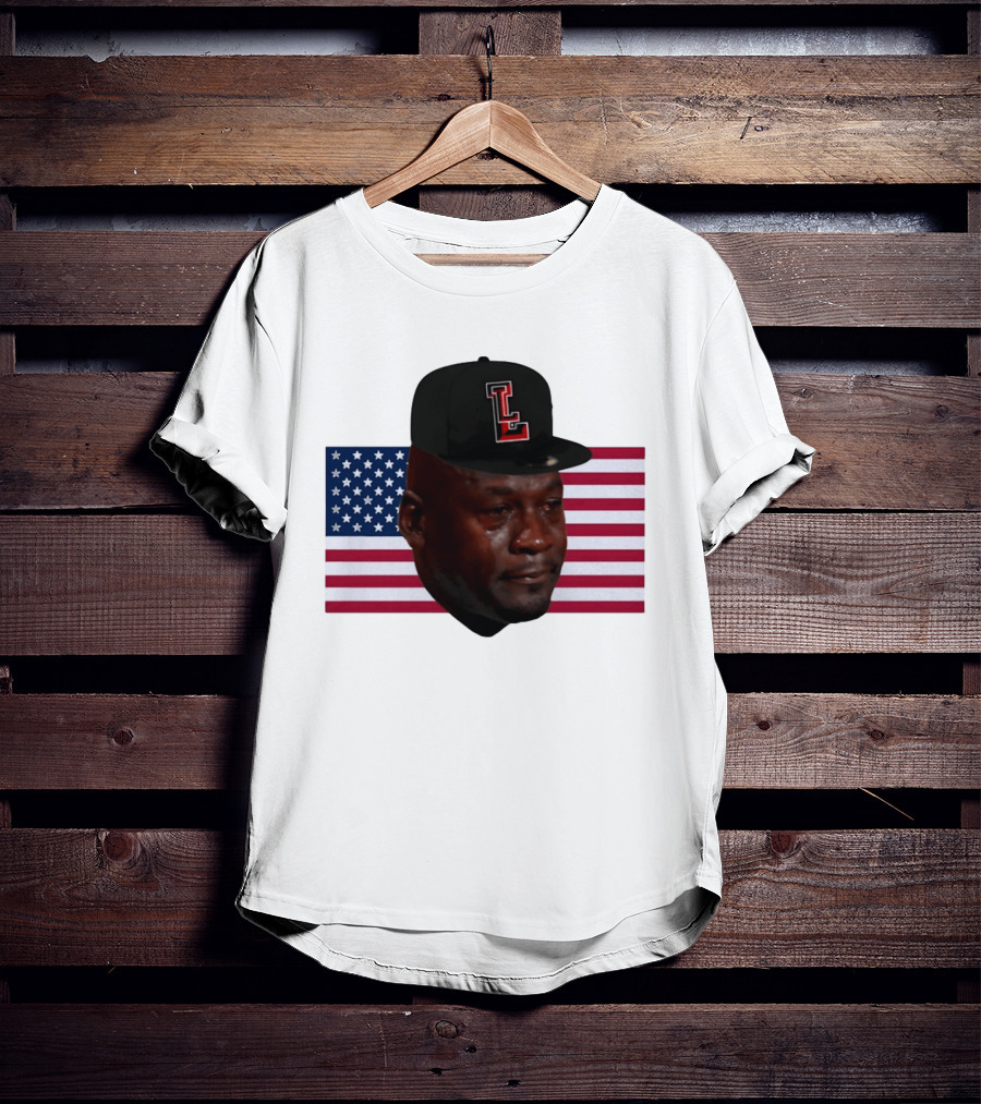 Crying Jordan Texas Tech Red Raiders USA Flag Iconic Meme Cap T-Shirt