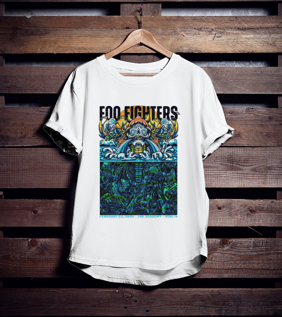 Foo Fighters Dublin 2026 Concert February 23 The Academy Venue Underwater Skeleton T-Shirt