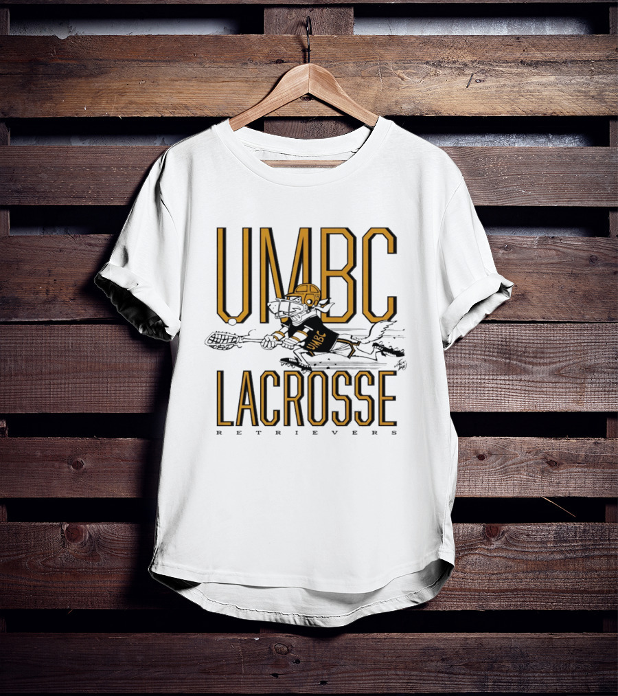 UMBC Retrievers Lacrosse Vintage Style Graphic With Dog Player T-Shirt