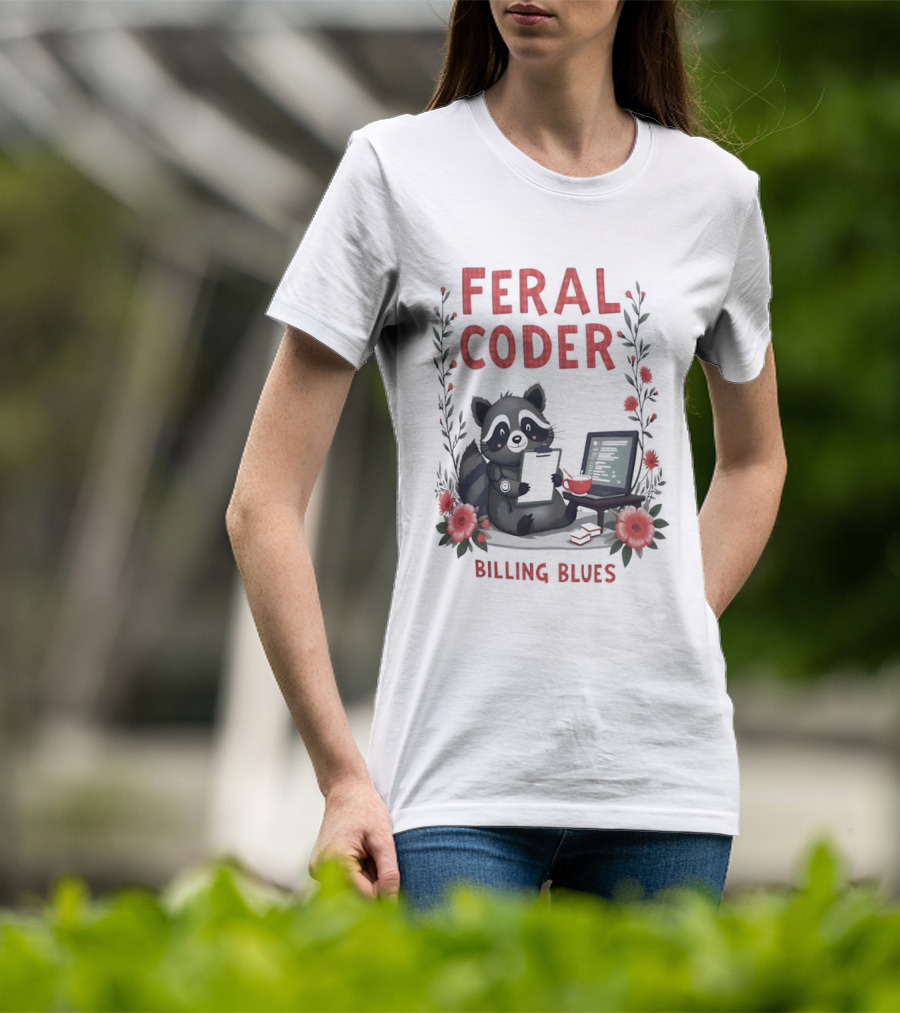 Feral Coder Raccoon Billing Blues T-Shirt