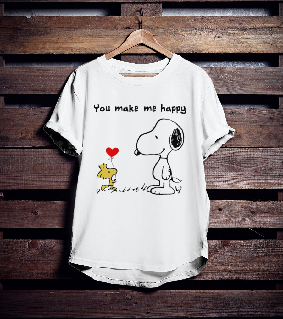 Snoopy Woodstock You Make Me Happy Heart Balloon T-Shirt