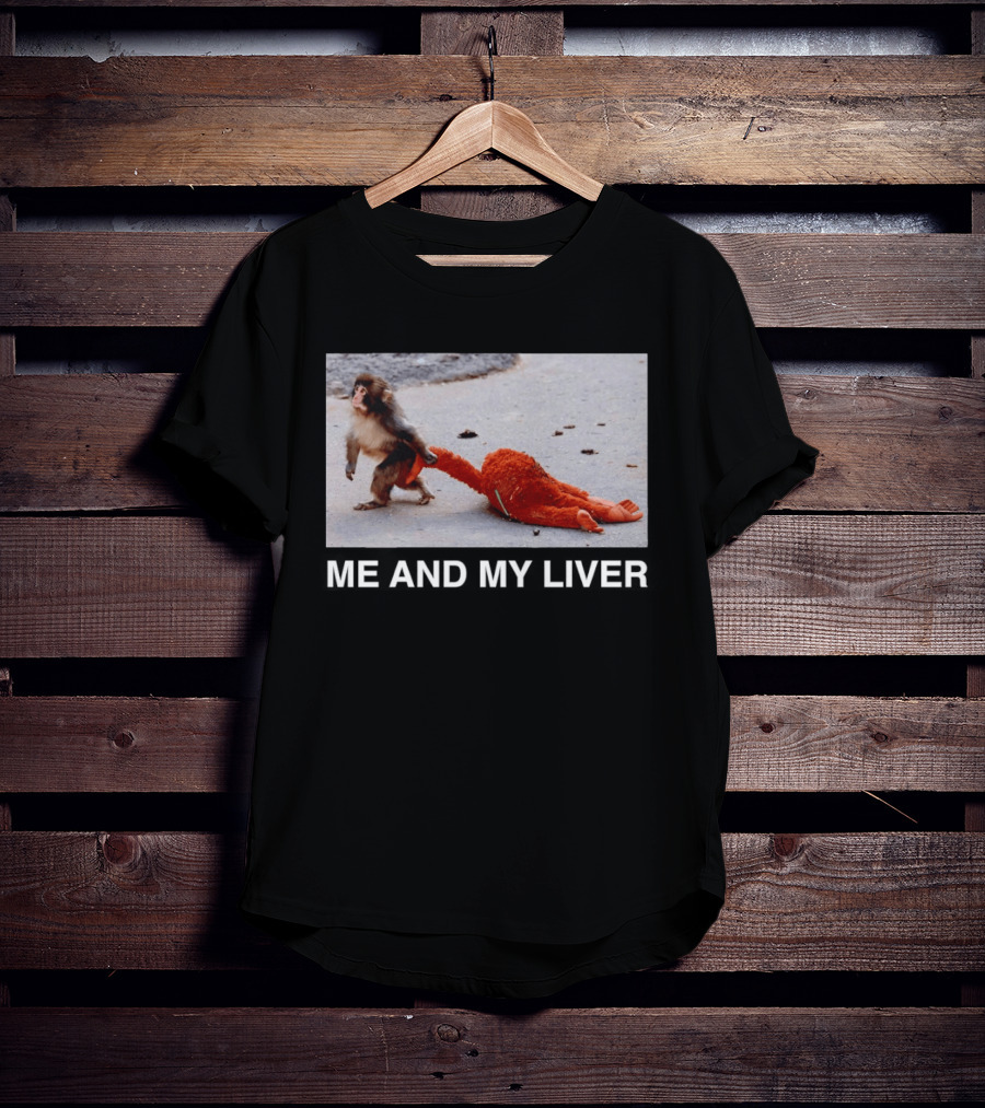 Punch Monkey Me And My Liver Funny Animal Scene T-Shirt
