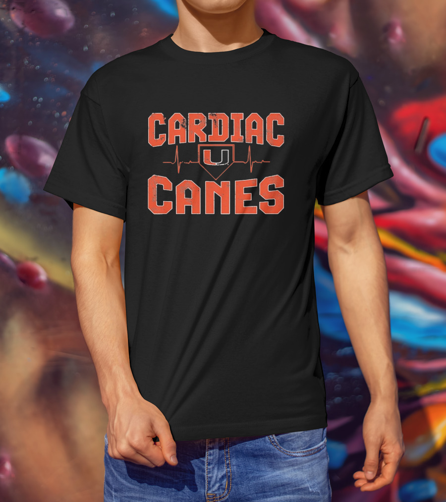 Cardiac Canes Heartbeat Miami Hurricanes Hockey U T-Shirt