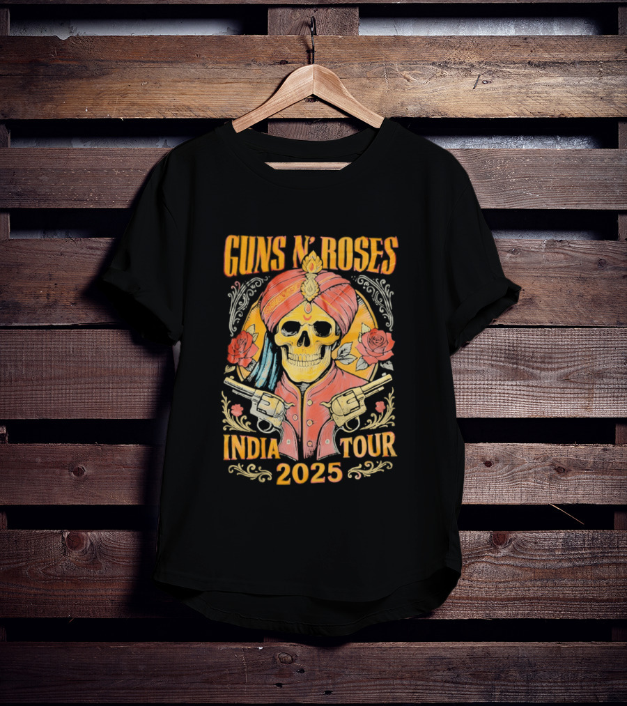 Guns N Roses Skeleton India Tour 2025 T-Shirt