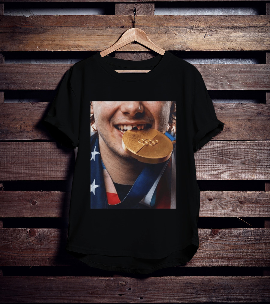 Jack Hughes Olympic Triumph 2026 USA Hockey Shattered Smile Golden Medal T-Shirt