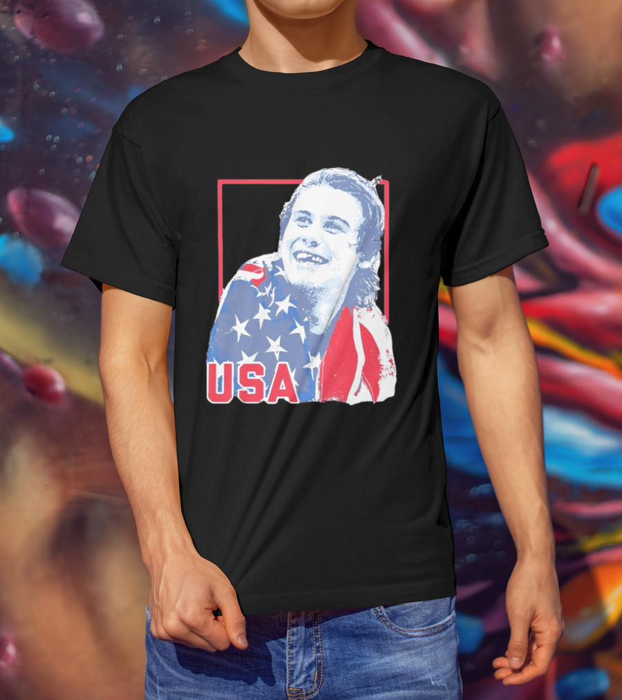 Jack Hughes USA Flag 2026 Hockey T-Shirt