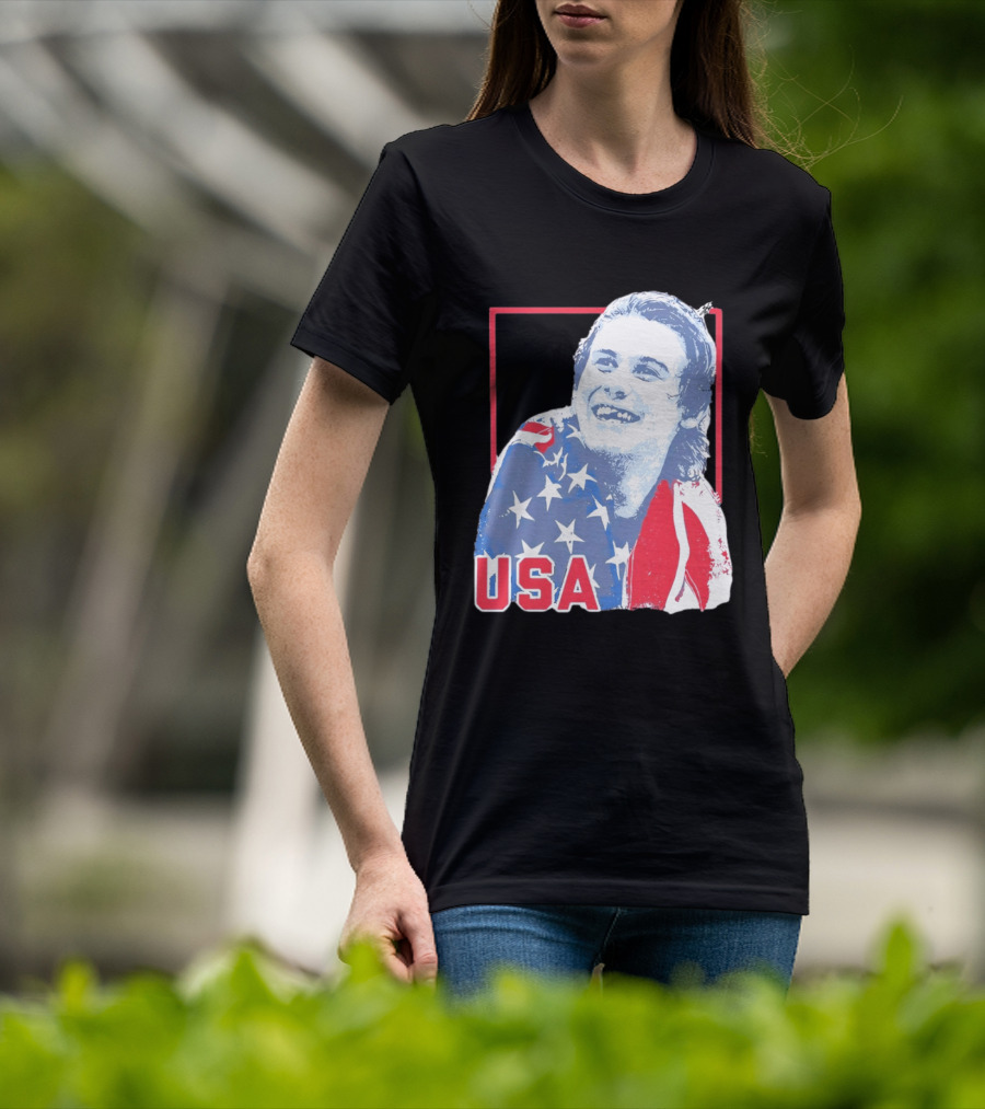 Jack Hughes USA Flag 2026 Hockey T-Shirt