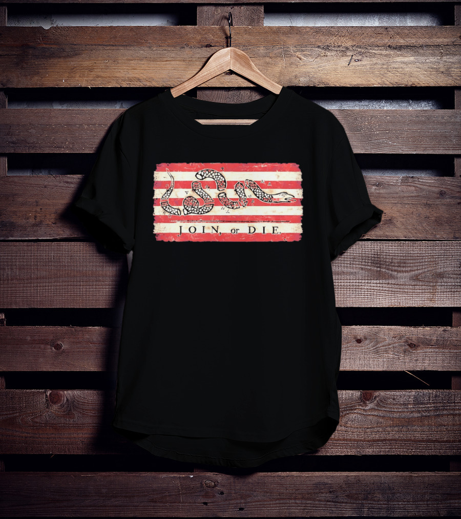 Join Or Die Snake Flag Benjamin Franklin Historical T-Shirt