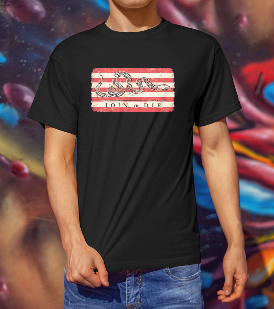 Join Or Die Snake Flag Benjamin Franklin Historical T-Shirt