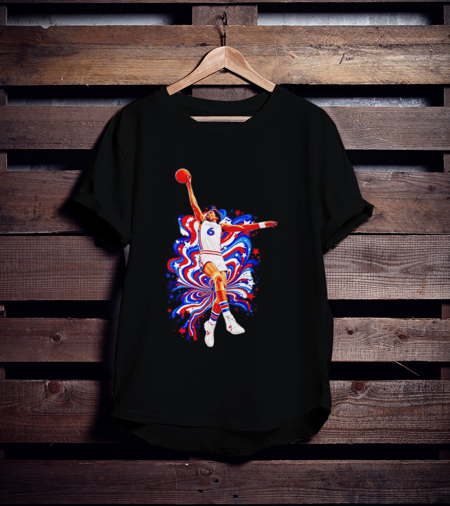 Philadelphia 76ers Julius Erving Dr. J Phunkadelic Slam Dunk T-Shirt