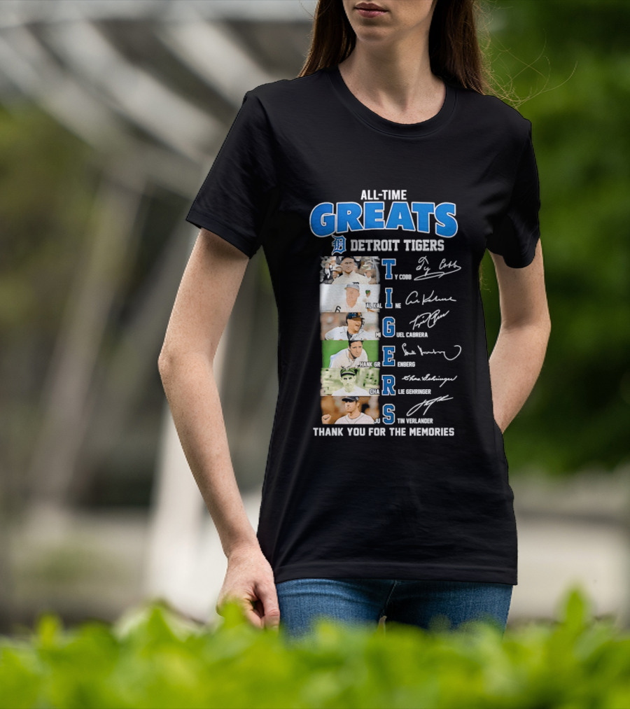 All Time Detroit Tigers Greats Legends Signatures Thank You For The Memories T-Shirt