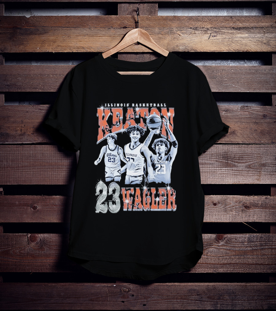 Keaton Wagler 23 Illinois Basketball Team Player Action Scenes T-Shirt