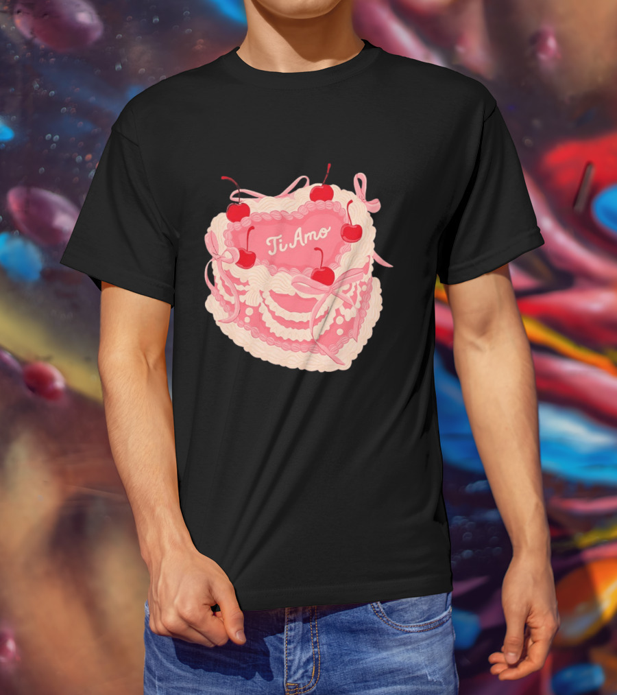 Ti Amo Heart Cake With Cherries And Bows T-Shirt