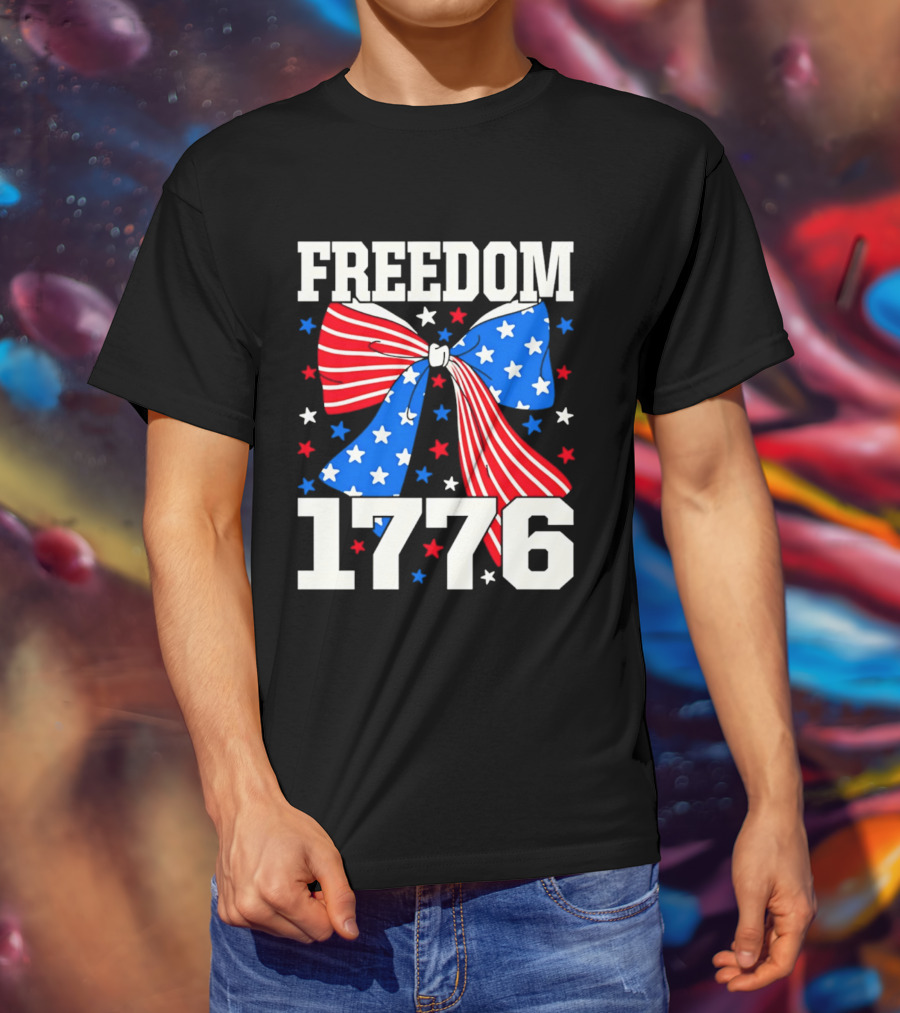 Freedom 1776 Patriotic Bow American Stars And Stripes T-Shirt