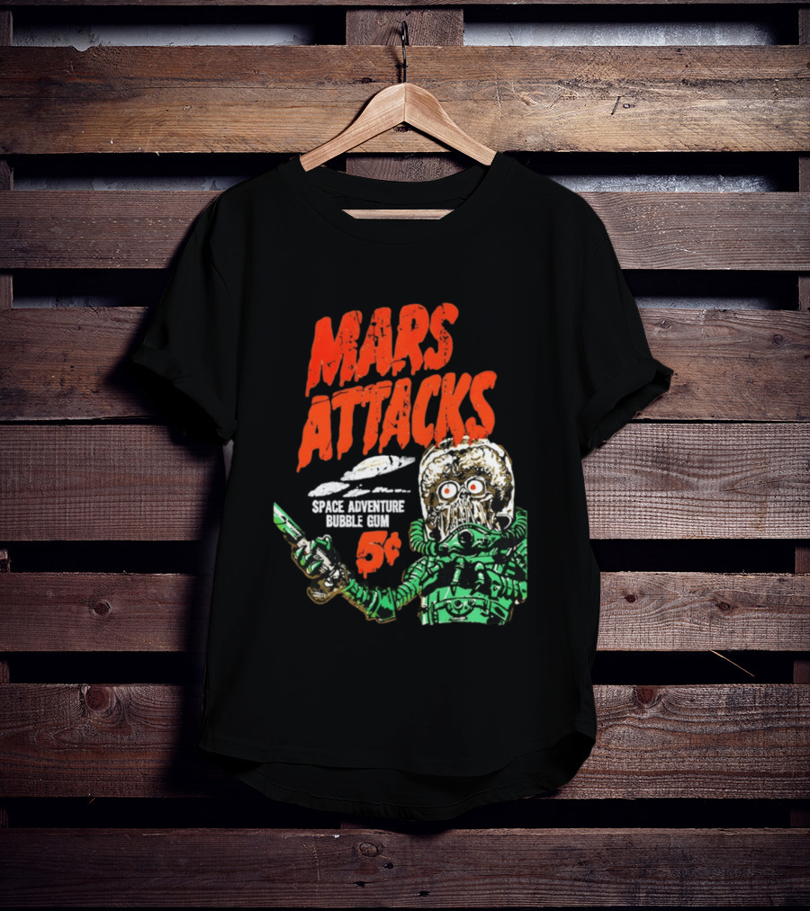 Mars Attacks Retro Space Adventure Bubble Gum 5 Cents Martian Comic T-Shirt