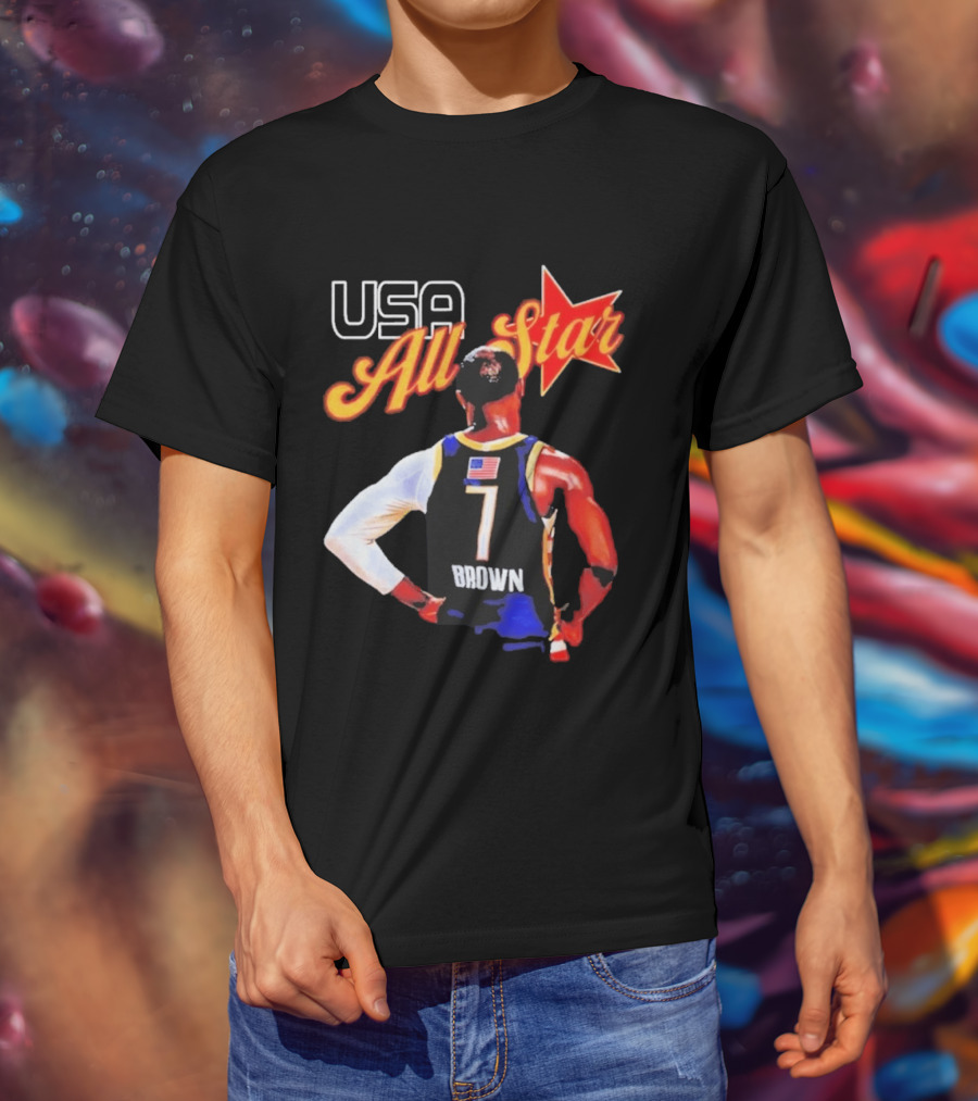 USA All Star 7 Brown Jersey 5X Champion JB T-Shirt