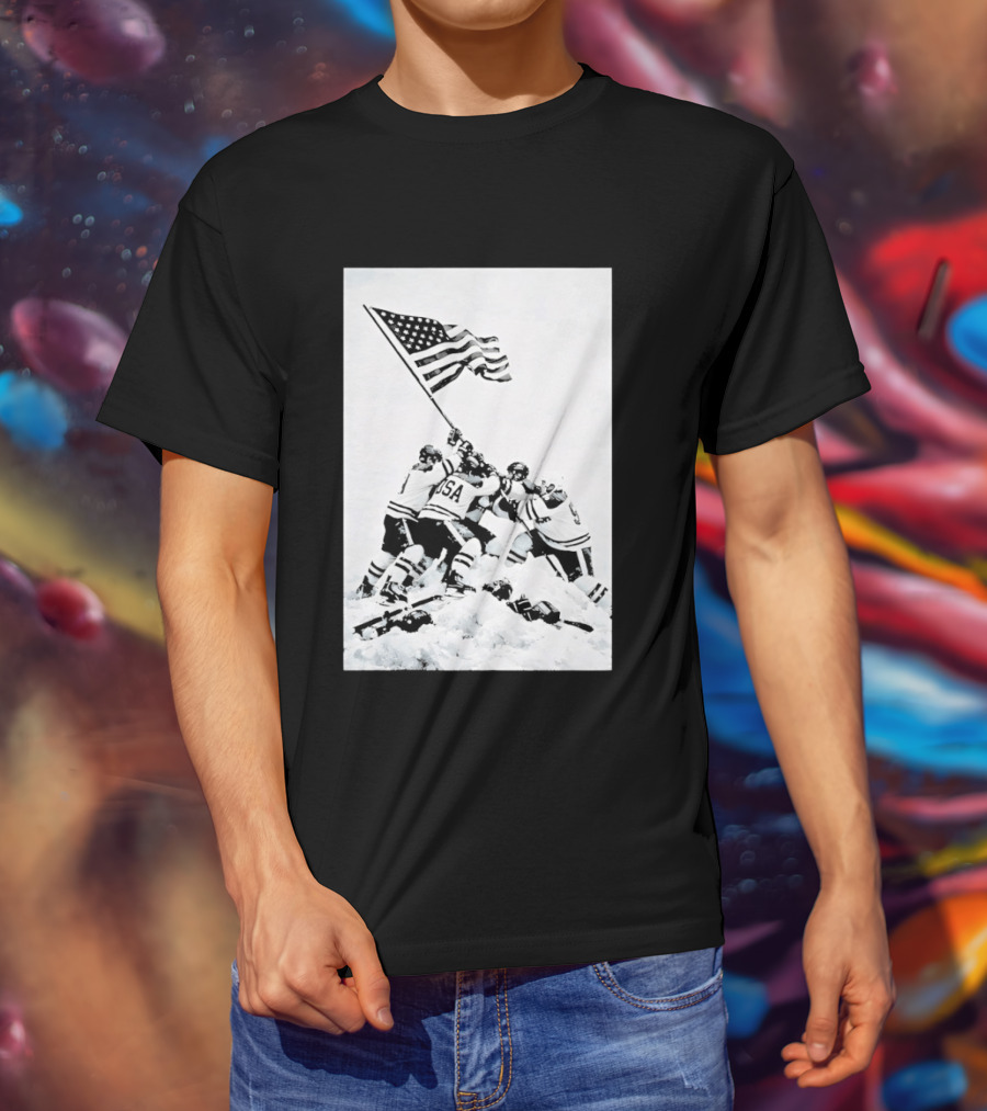 USA Hockey Celebration American Flag Olympic Milano Cortina 2026 T-Shirt