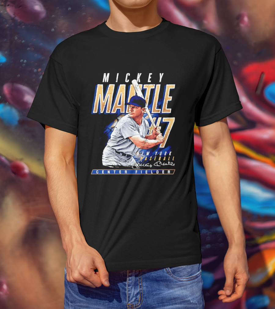 Mickey Mantle 7 New York Baseball Center Fielder T-Shirt