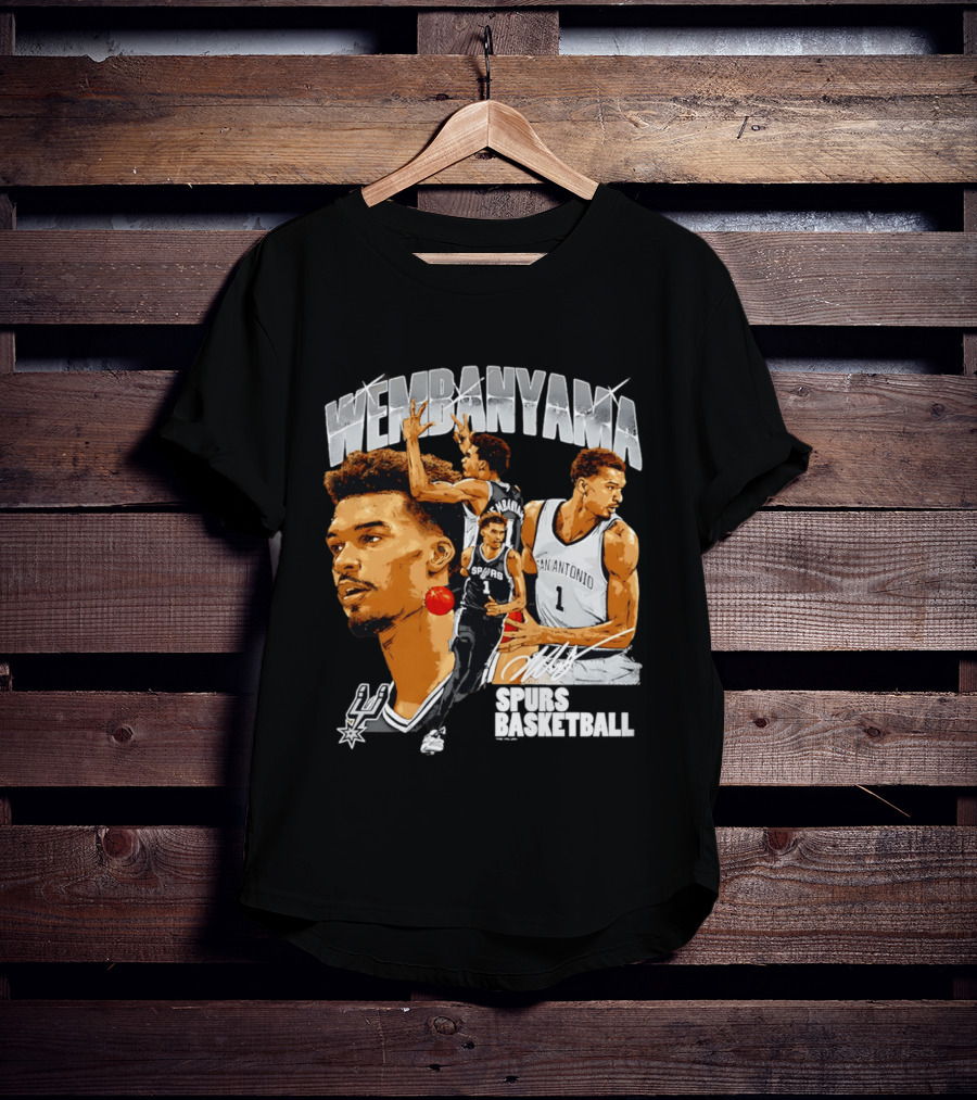Wembanyama Spurs Basketball San Antonio Player Collage T-Shirt