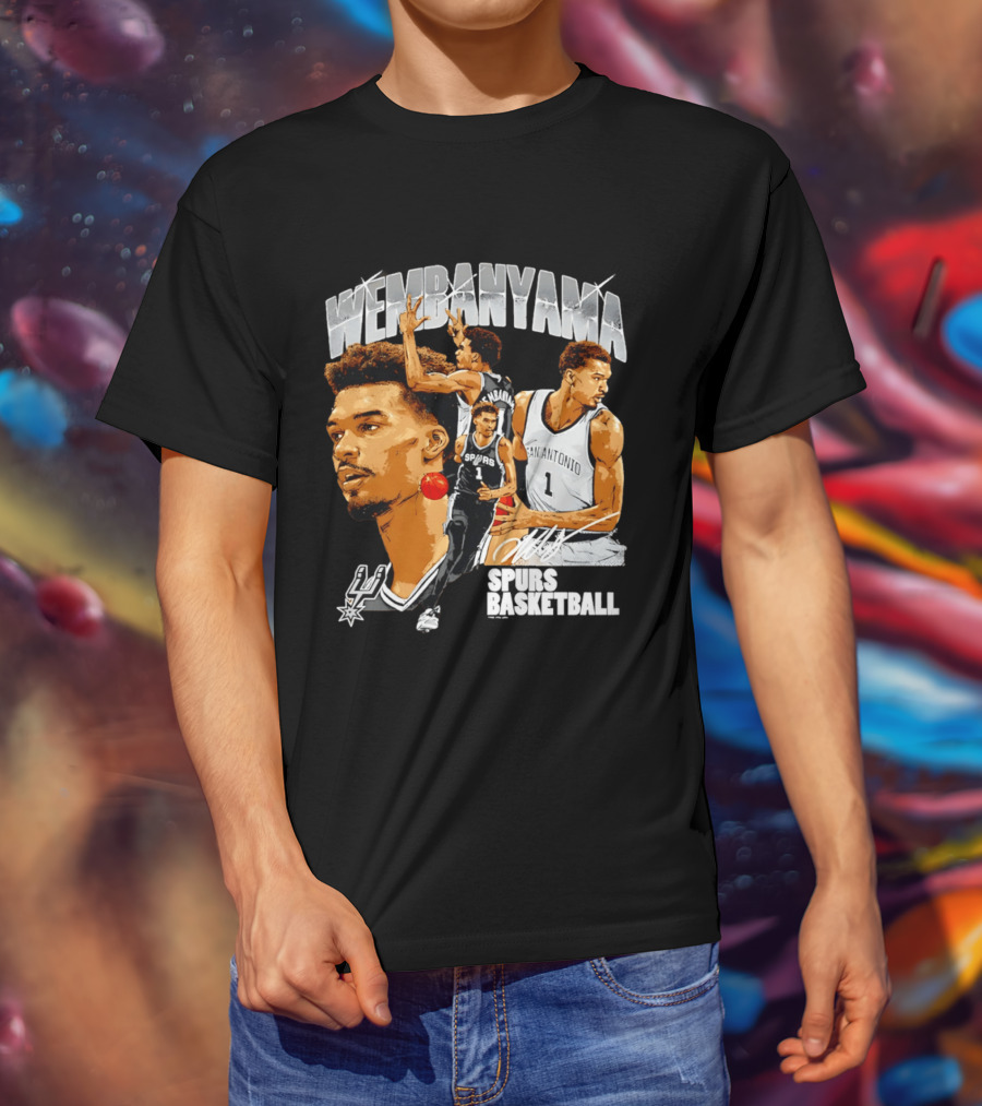 Wembanyama Spurs Basketball San Antonio Player Collage T-Shirt