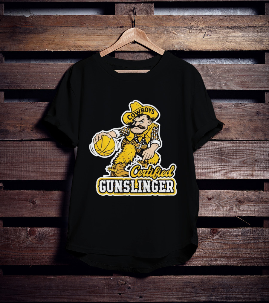Pistol Pete Cowboys Certified Gunslinger Basketball T-Shirt