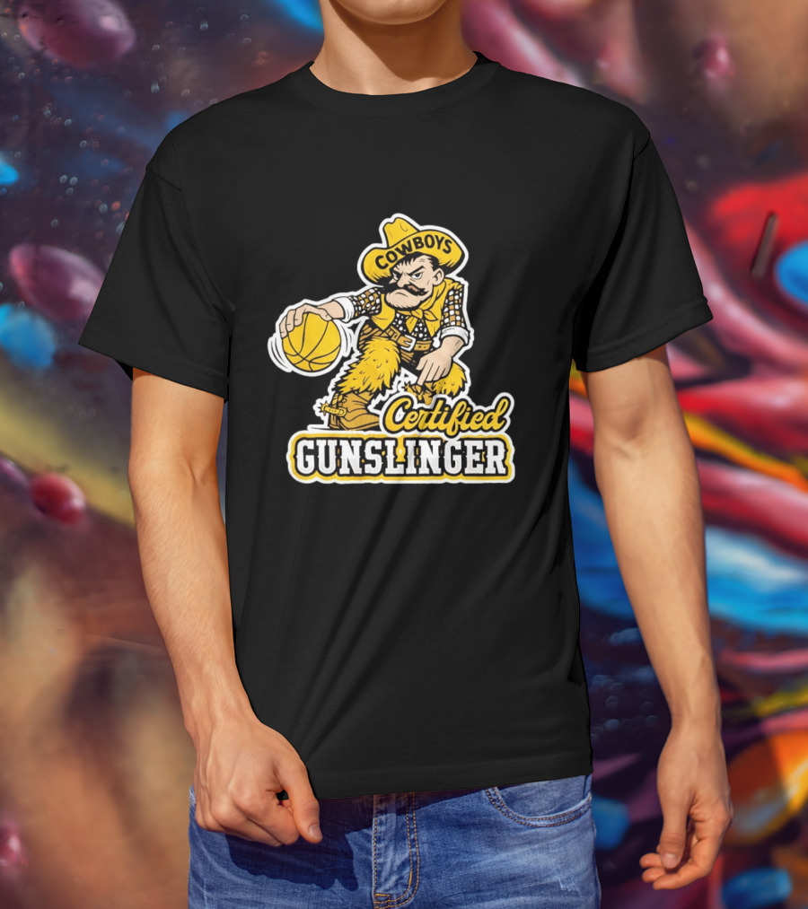 Pistol Pete Cowboys Certified Gunslinger Basketball T-Shirt