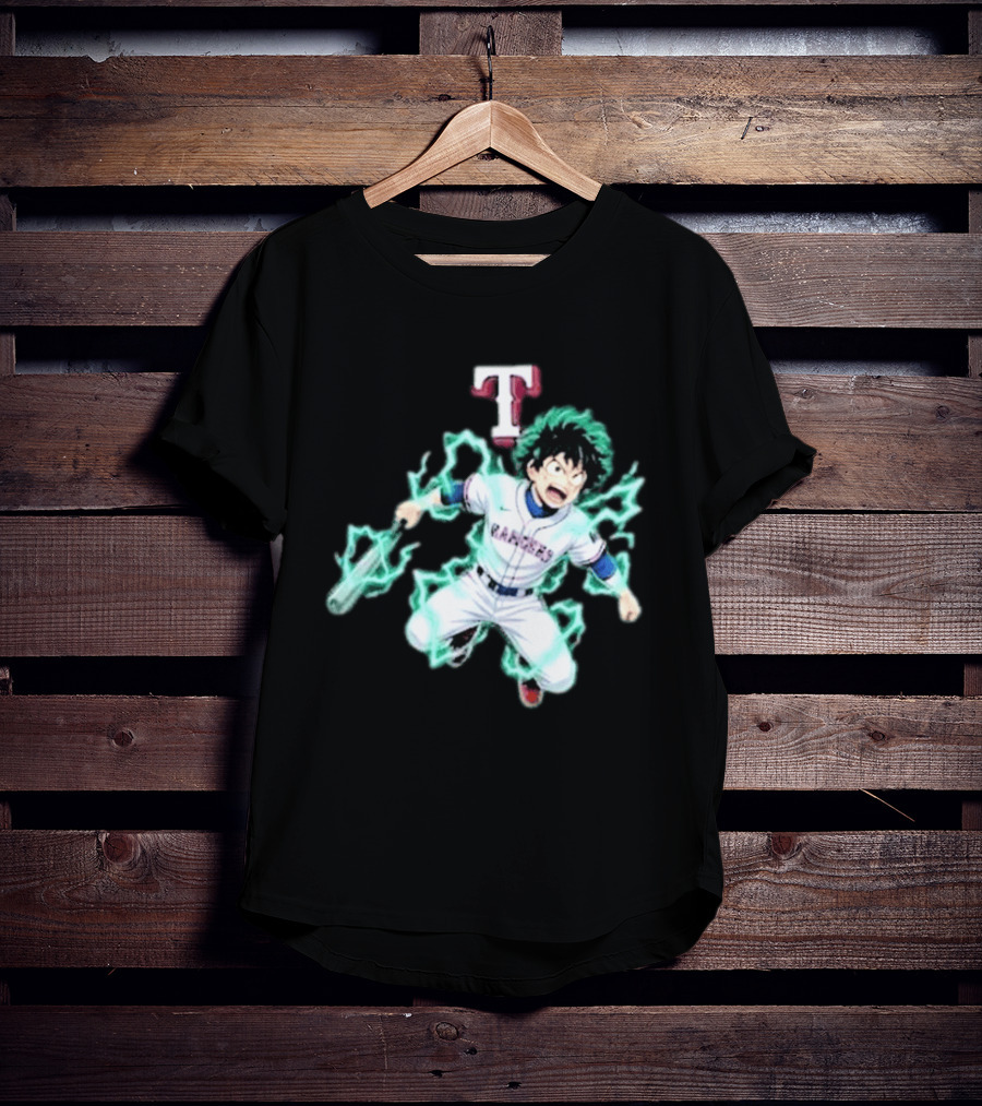 Deku My Hero Academia 2026 Texas Rangers MLB Collaboration Anime T-Shirt