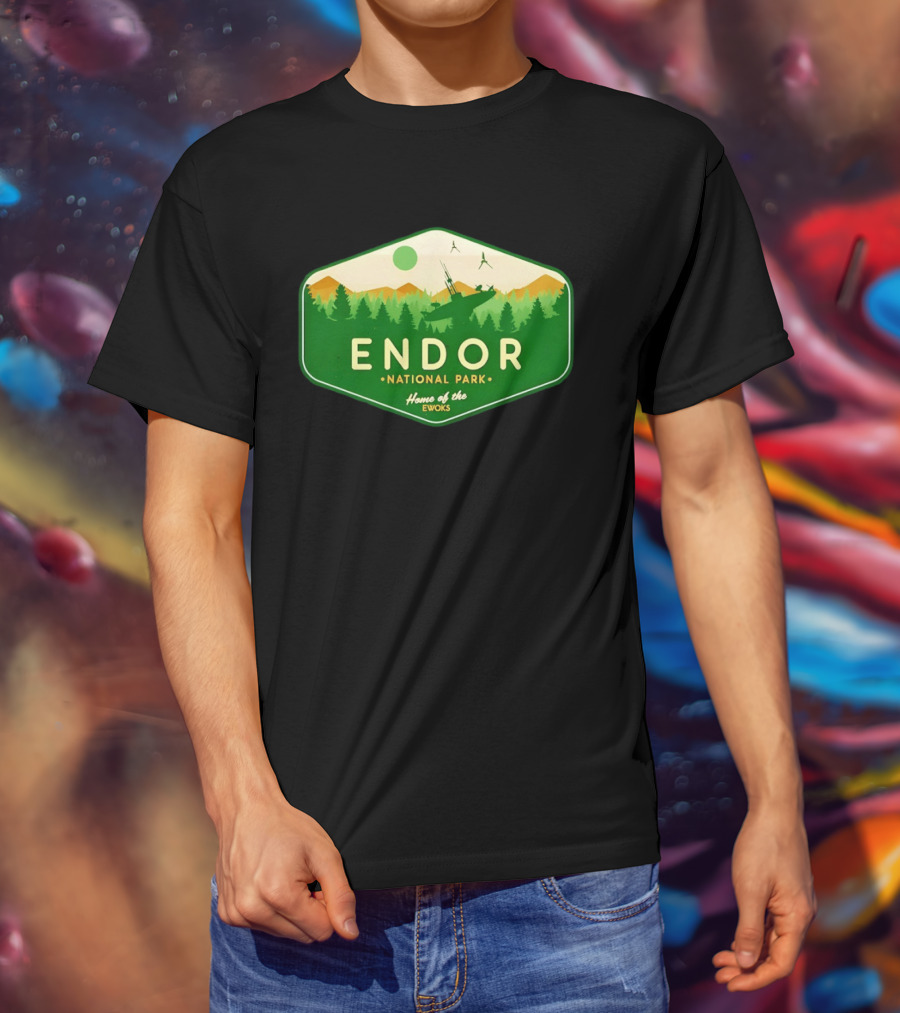 Endor National Park Home Of The Ewoks Forest Landscape Spaceships T-Shirt