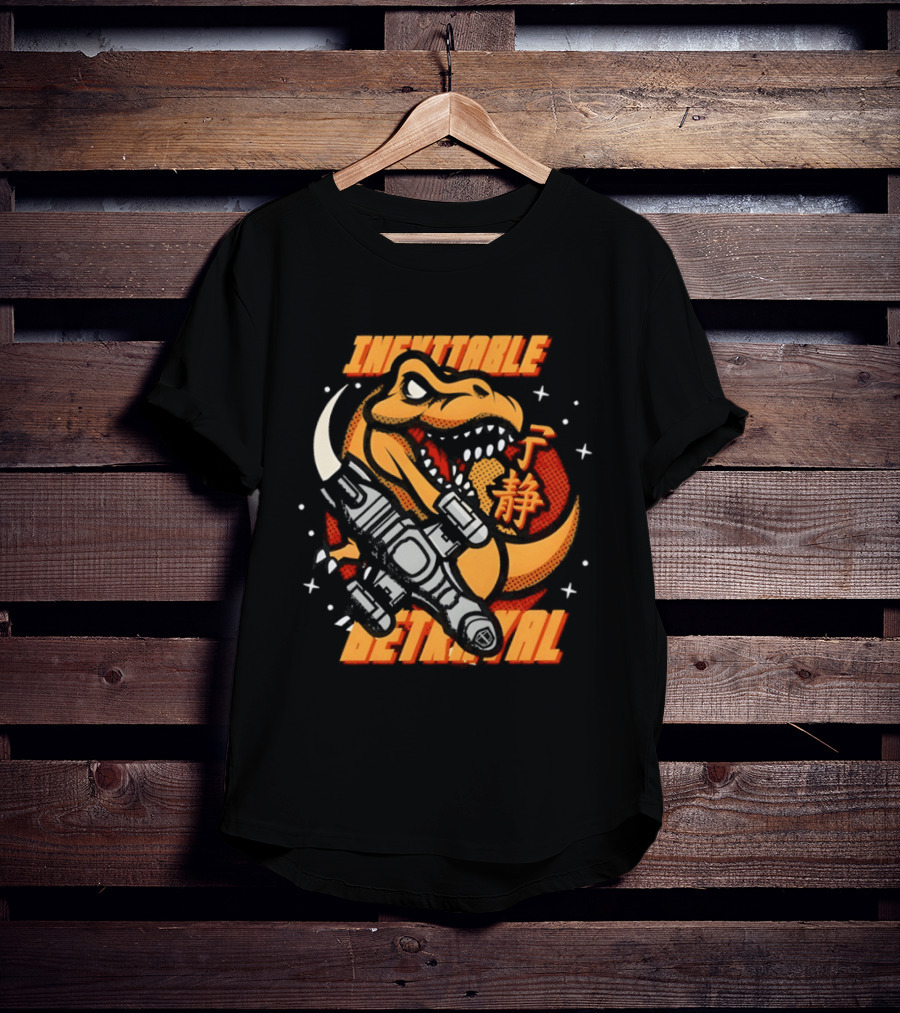 Inevitable Betrayal Dinosaur Retro Style With Robot T-Shirt