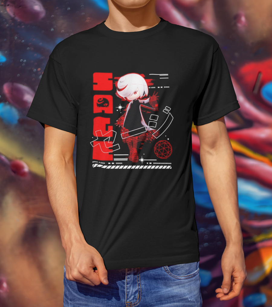 Sage Frontiers Character Illustration With Bold Red T-Shirt