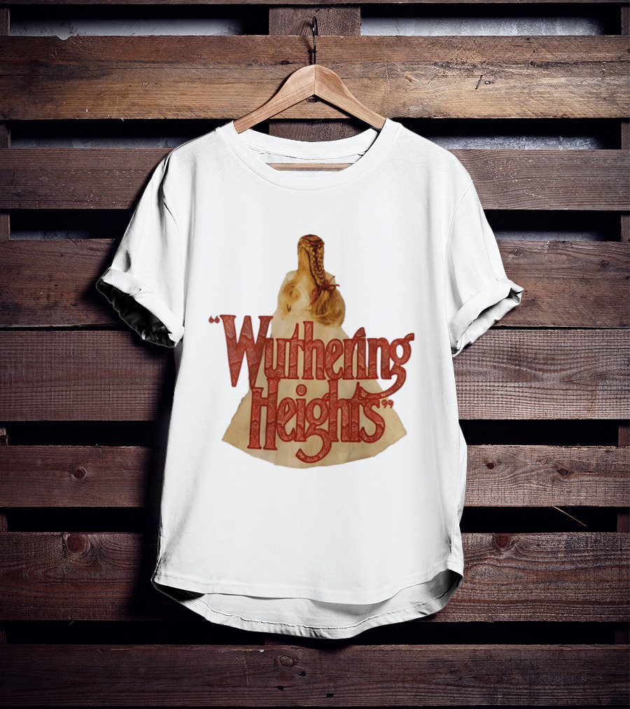 Wuthering Heights Red Text Victorian Woman Braided Hair T-Shirt