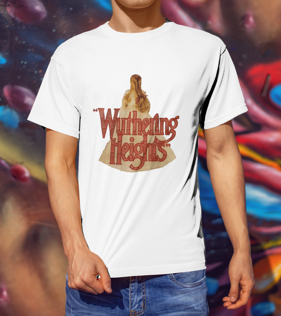 Wuthering Heights Red Text Victorian Woman Braided Hair T-Shirt