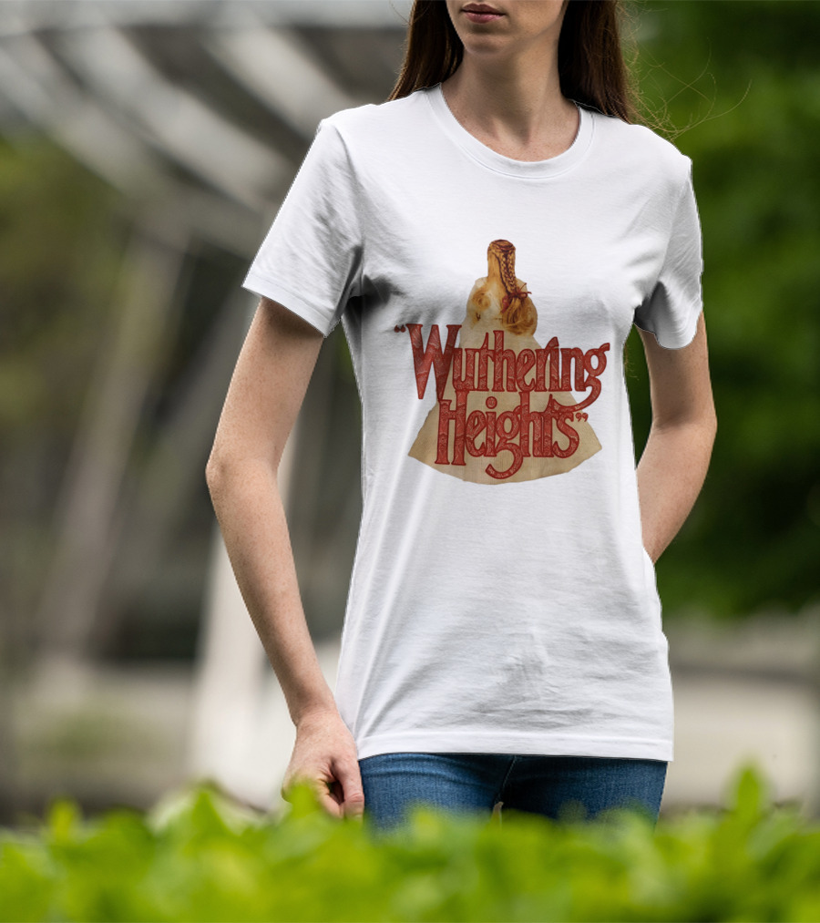 Wuthering Heights Red Text Victorian Woman Braided Hair T-Shirt