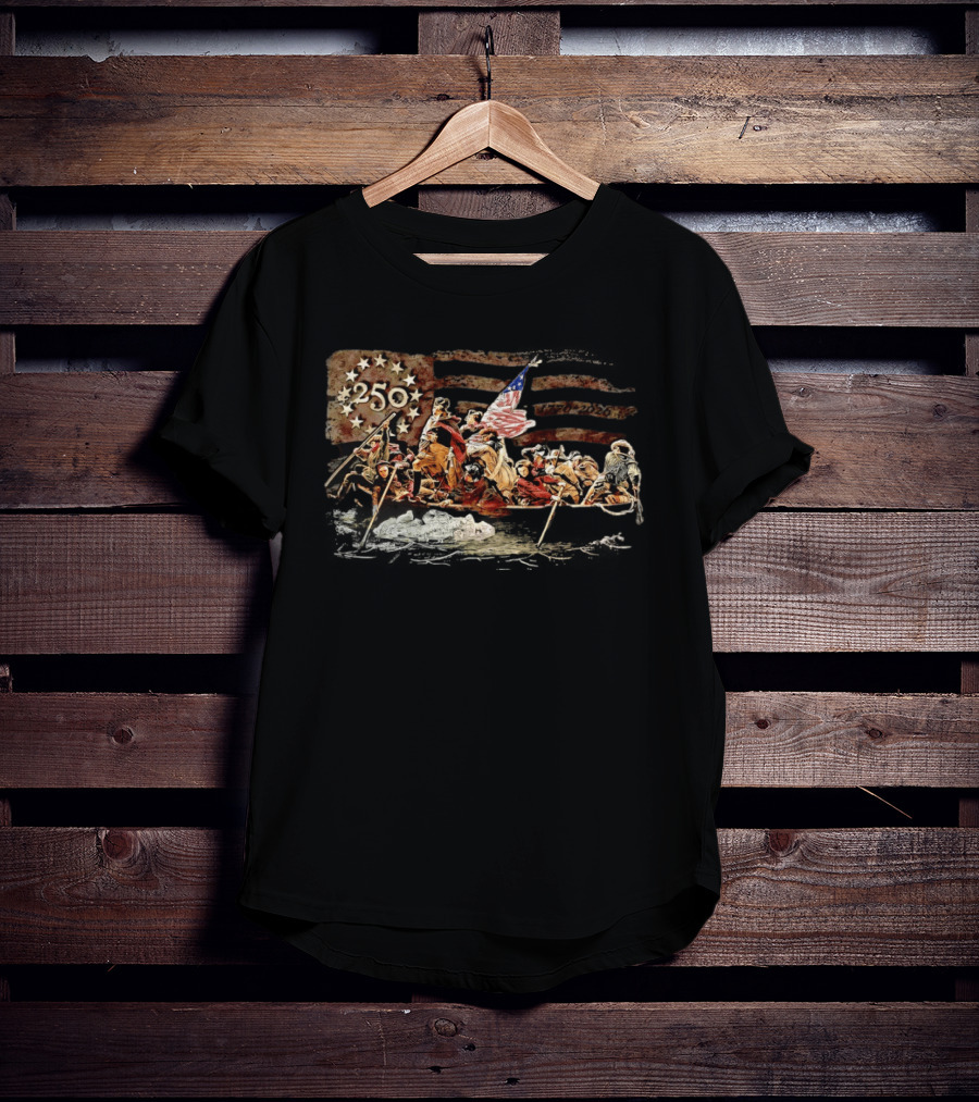 George Washington Crossing The Delaware 250th Anniversary 1776 2026 American Flag T-Shirt