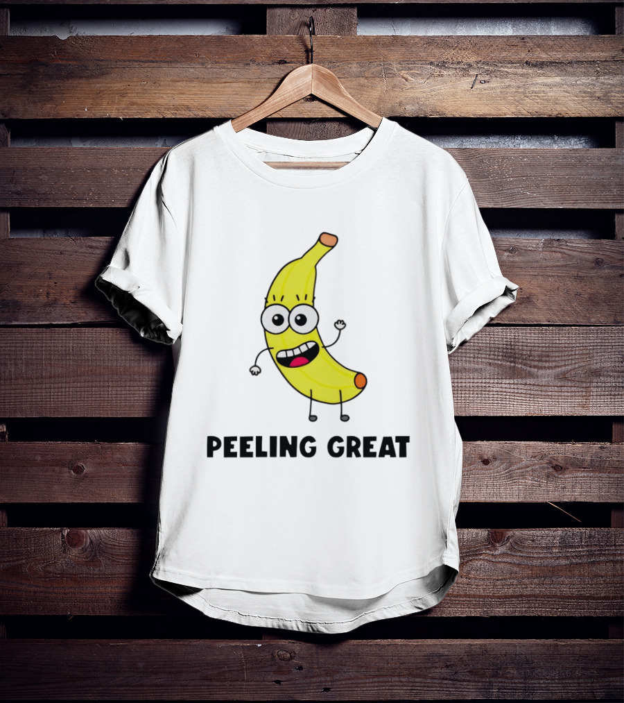 Peeling Great Banana Cartoon Character Fun Expression T-Shirt