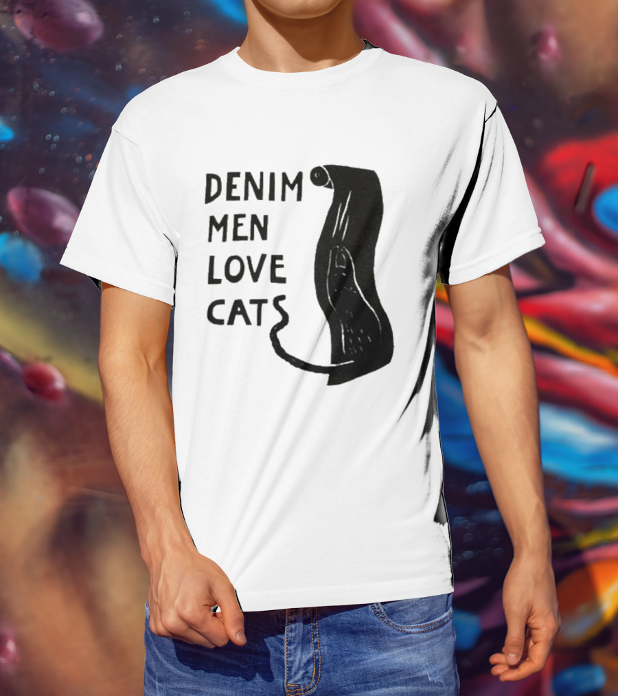 Denim Men Love Cats Feline T-Shirt