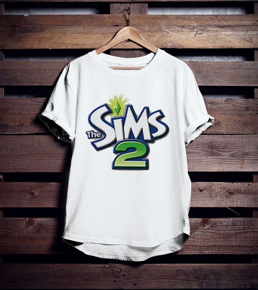 The Sims 2 Iconic Green Plumbob Logo With Classic Blue And Green T-Shirt