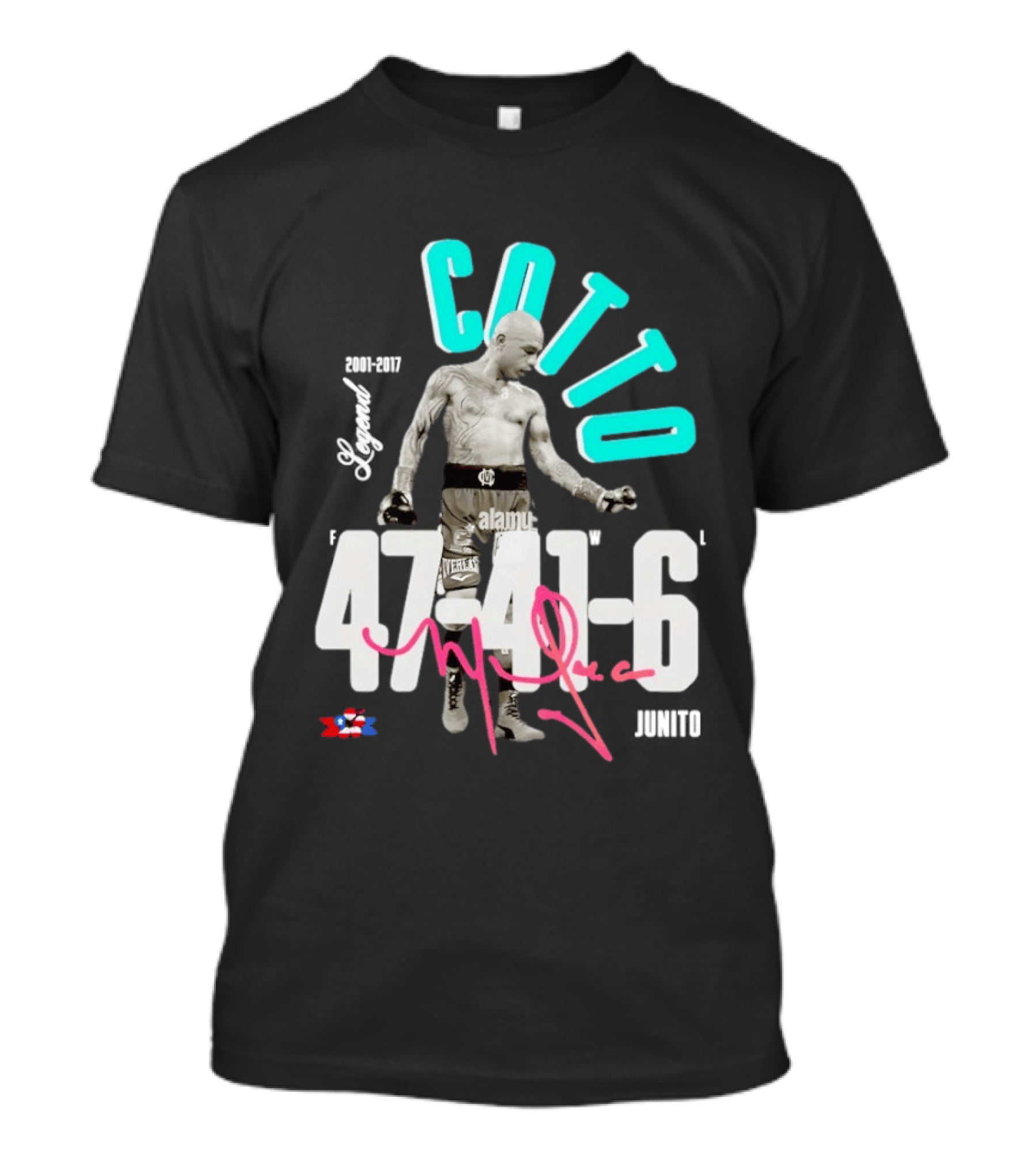 Miguel Cotto Legend 47 21 6 2001 2017 Puerto Rican Flag Boxing T-Shirt