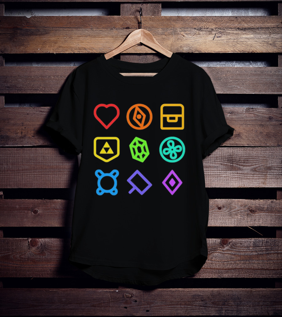 Zeldathon Triforce Heart Compass Chest Neon T-Shirt