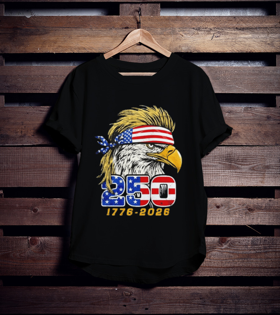 Eagle 250 Mullet Edition 1776 2026 US Flag Bandana Anniversary T-Shirt