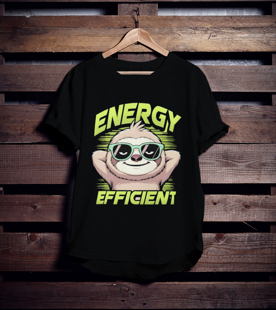 Energy Efficient Relaxed Sloth With Sunglasses T-Shirt